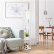 Lalia Home Column Shelf Floor Lamp with Linen Shade White