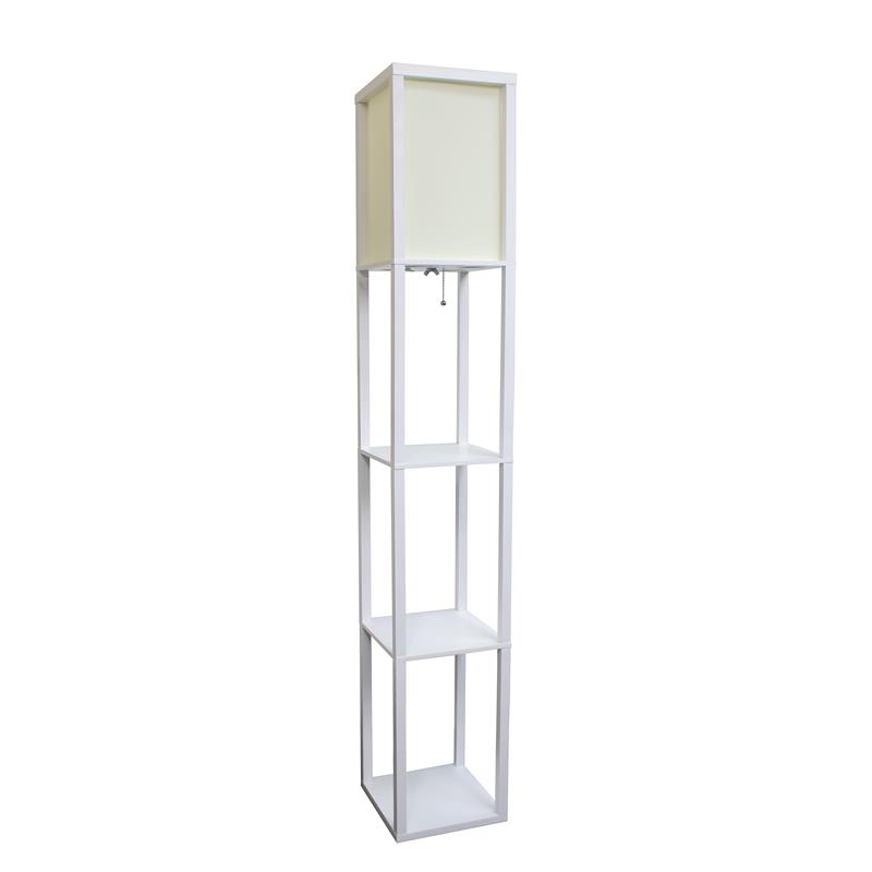Lalia Home Column Shelf Floor Lamp with Linen Shade White