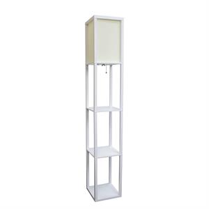 lalia home column shelf floor lamp with linen shade white