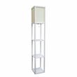 Lalia Home Column Shelf Floor Lamp with Linen Shade White