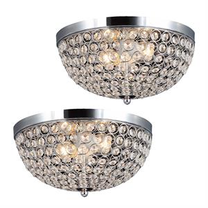 lalia home crystal glam 2 light ceiling flush mount 2 pack chrome