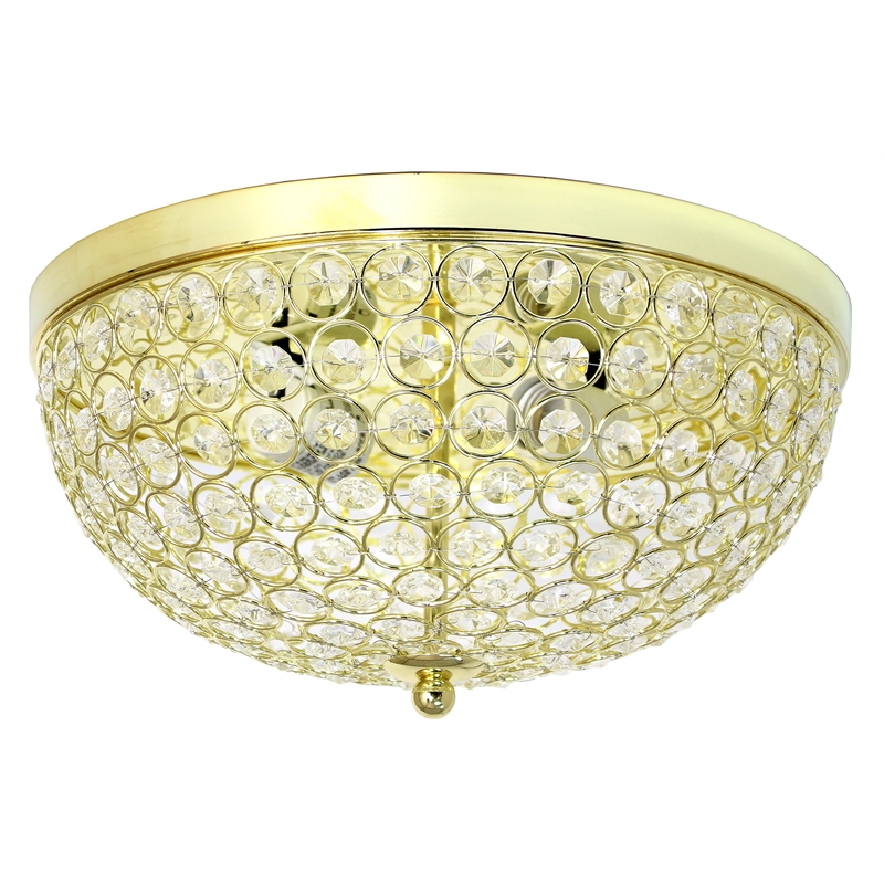Lalia Home Crystal Glam 2 Light Ceiling Flush Mount Gold