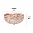 Lalia Home Crystal Glam 2 Light Ceiling Flush Mount Rose Gold
