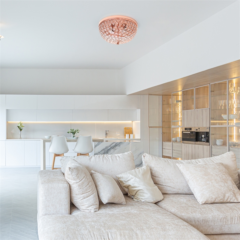 Lalia Home Crystal Glam 2 Light Ceiling Flush Mount Rose Gold