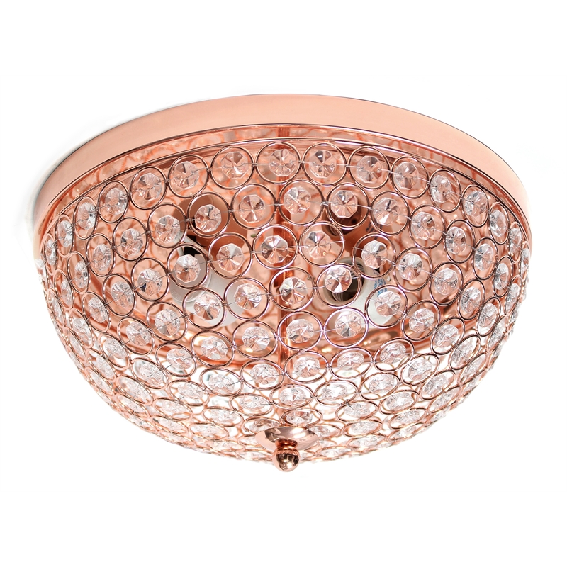 Lalia Home Crystal Glam 2 Light Ceiling Flush Mount Rose Gold