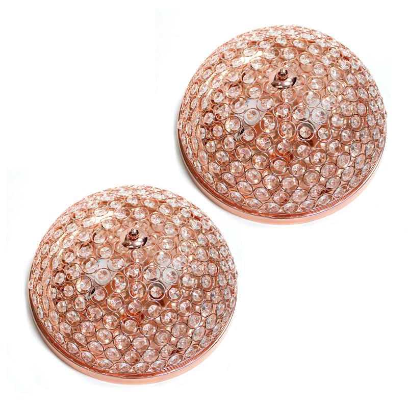Lalia Home Crystal Glam 2 Light Ceiling Flush Mount 2 Pack Rose Gold