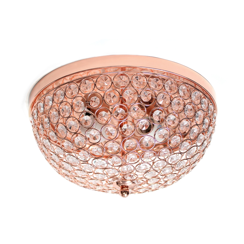 Lalia Home Crystal Glam 2 Light Ceiling Flush Mount 2 Pack Rose Gold