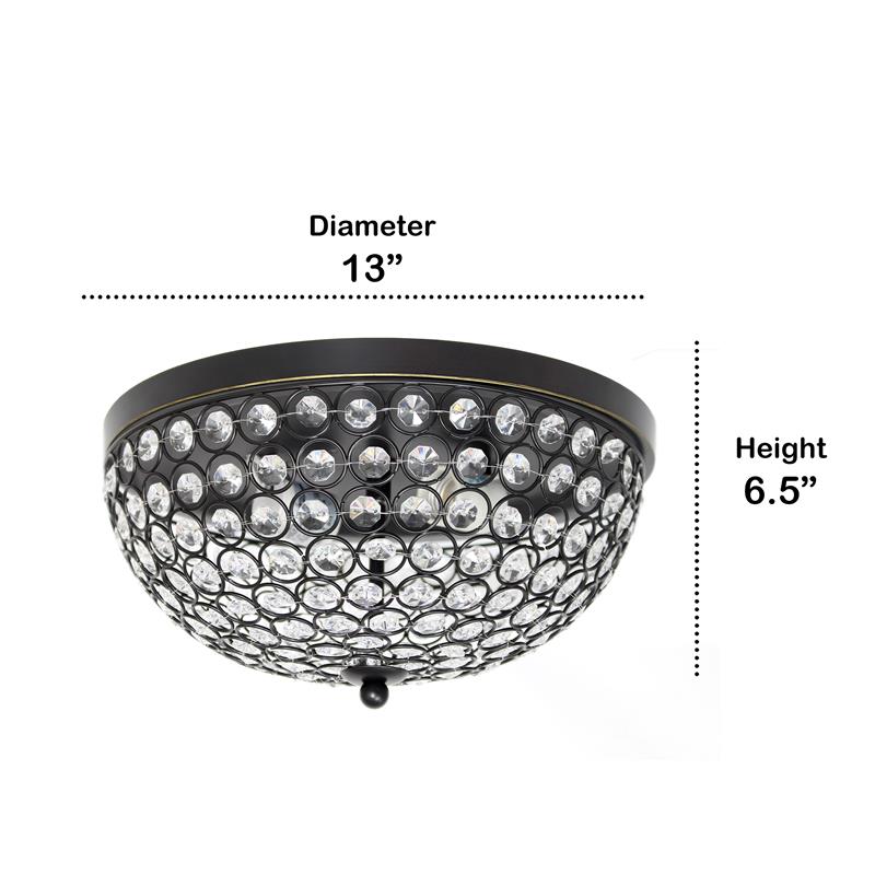Lalia Home Crystal Glam 2 Light Ceiling Flush Mount Restoration Bronze