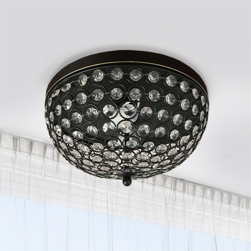 Lalia Home Crystal Glam 2 Light Ceiling Flush Mount Restoration Bronze