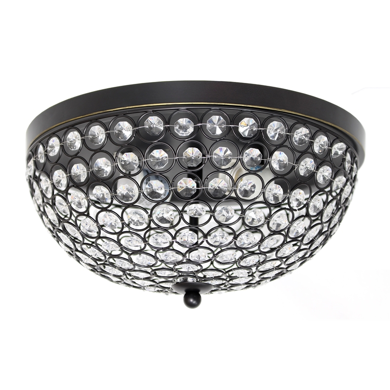Lalia Home Crystal Glam 2 Light Ceiling Flush Mount Restoration Bronze
