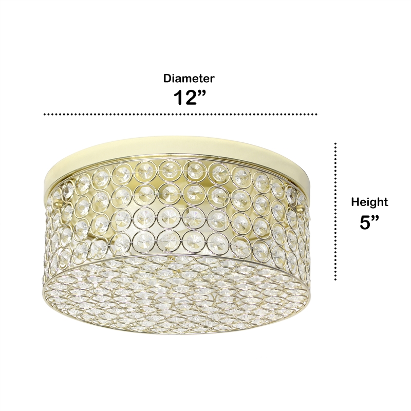 Lalia Home Glam 2 Light 12 Inch Round Flush Mount Gold