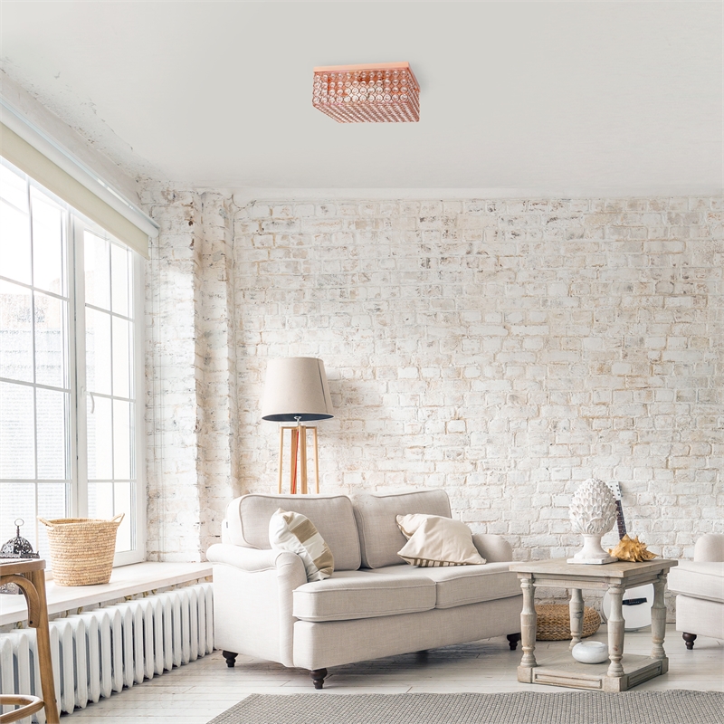 Lalia Home Glam 2 Light 12 Inch Square Flush Mount Rose Gold