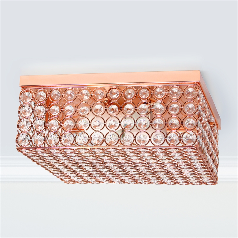 Lalia Home Glam 2 Light 12 Inch Square Flush Mount Rose Gold