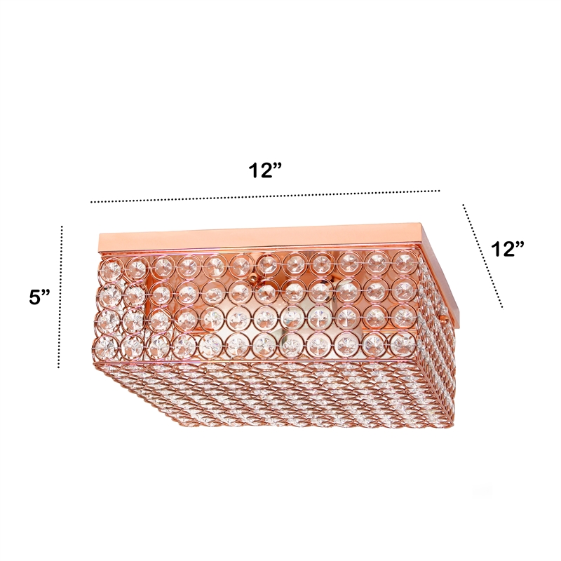 Lalia Home Glam 2 Light 12 Inch Square Flush Mount Rose Gold