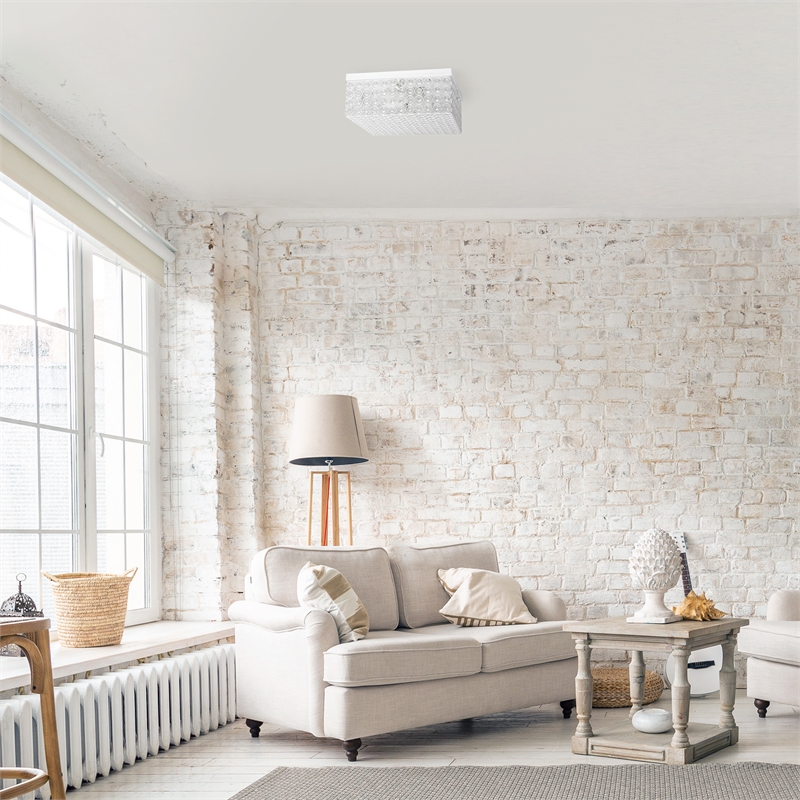 Lalia Home Glam 2 Light 12 Inch Square Flush Mount White