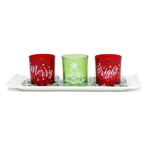 Elegant Designs Merry & Bright Christmas Candle Set of 3
