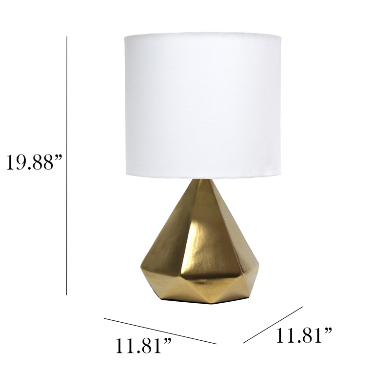 Simple Designs Solid Pyramid Table Lamp Gold