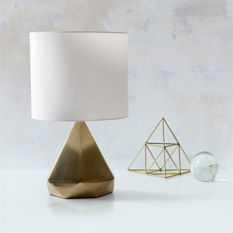 Simple Designs Solid Pyramid Table Lamp Gold