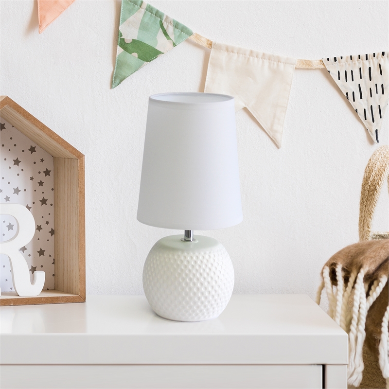 Simple Designs Studded Texture Ceramic Table Lamp White