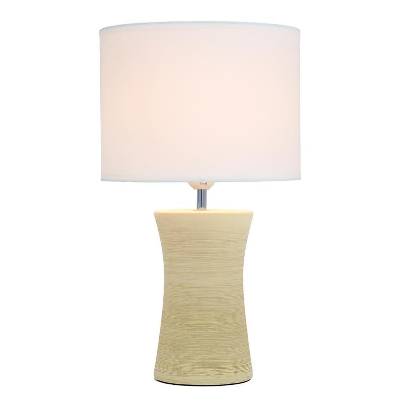 Simple Designs Beige Ceramic Hourglass Table Lamp