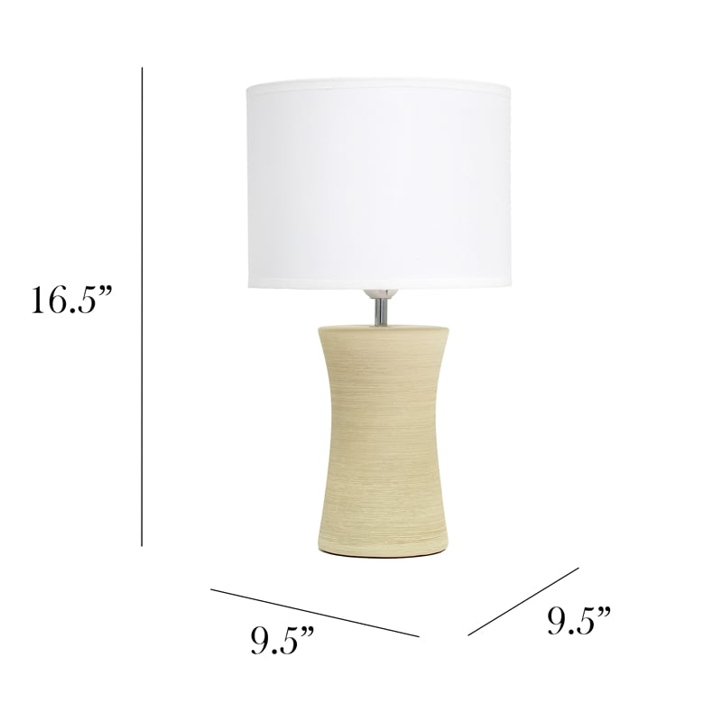 Simple Designs Beige Ceramic Hourglass Table Lamp