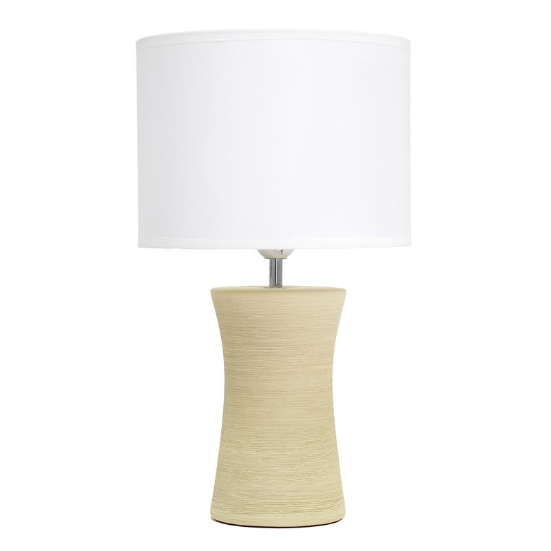 Simple Designs Beige Ceramic Hourglass Table Lamp