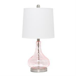 lalia home rippled glass table lamp with fabric shade rose quartz