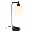 Lalia Home Modern Iron Desk Lamp with USB Port and Glass Shade Black