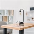 Lalia Home Modern Iron Desk Lamp with USB Port and Glass Shade Black