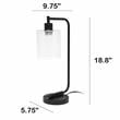 Lalia Home Modern Iron Desk Lamp with USB Port and Glass Shade Black