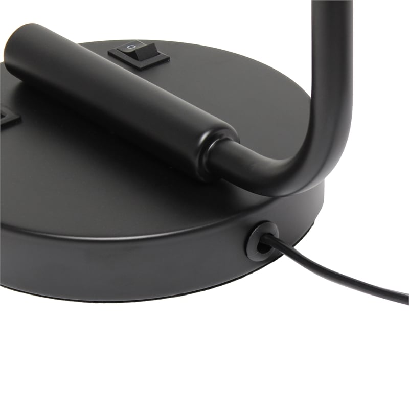 Lalia Home Modern Iron Desk Lamp with USB Port and Glass Shade Black