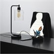 Lalia Home Modern Iron Desk Lamp with USB Port and Glass Shade Black