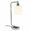 Lalia Home Modern Iron Desk Lamp with USB Port and Glass Shade Chrome