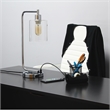 Lalia Home Modern Iron Desk Lamp with USB Port and Glass Shade Chrome