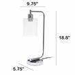 Lalia Home Modern Iron Desk Lamp with USB Port and Glass Shade Chrome