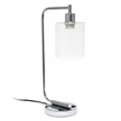 Lalia Home Modern Iron Desk Lamp with USB Port and Glass Shade Chrome