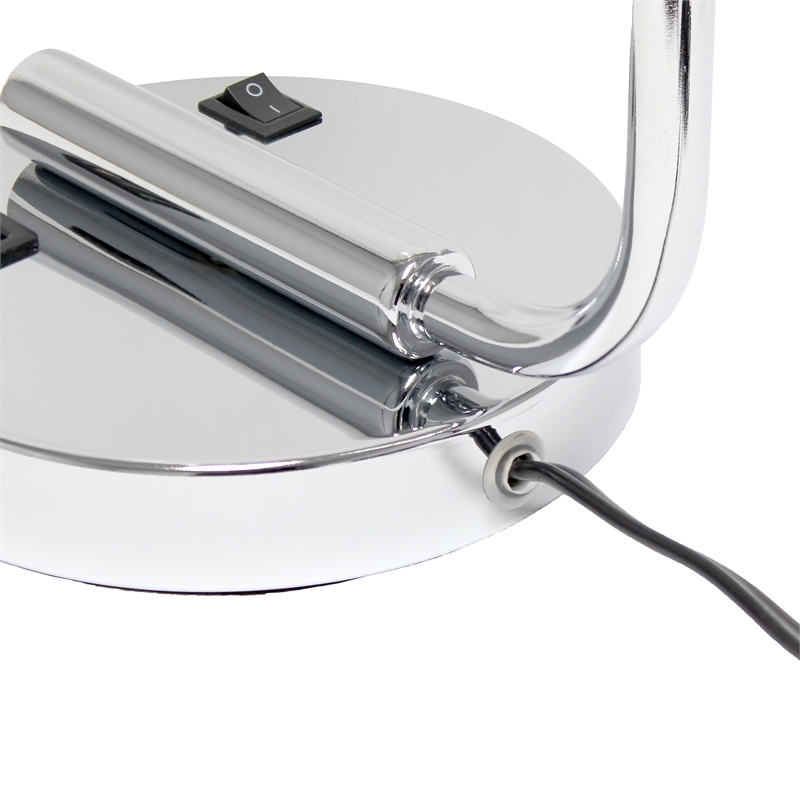 Lalia Home Modern Iron Desk Lamp with USB Port and Glass Shade Chrome