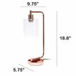 Lalia Home Modern Metal Desk Lamp with USB Port and Glass Shade Rose Gold