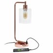Lalia Home Modern Metal Desk Lamp with USB Port and Glass Shade Rose Gold