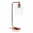 Lalia Home Modern Metal Desk Lamp with USB Port and Glass Shade Rose Gold