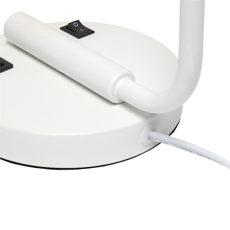 Lalia Home Modern Iron Desk Lamp with USB Port and Glass Shade White