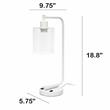 Lalia Home Modern Iron Desk Lamp with USB Port and Glass Shade White