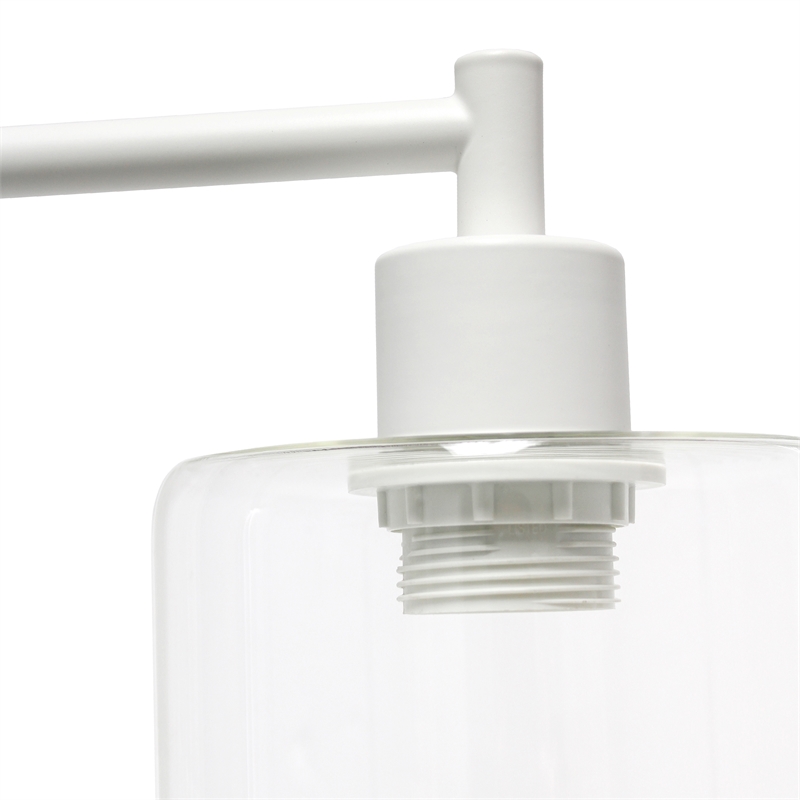 Lalia Home Modern Iron Desk Lamp with USB Port and Glass Shade White