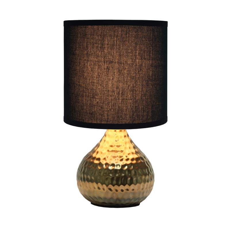 Simple Designs Hammered Gold Drip Mini Table Lamp Black