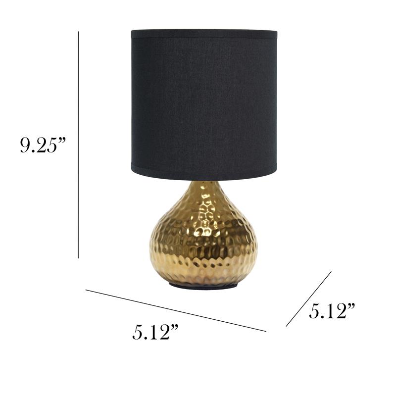 Simple Designs Hammered Gold Drip Mini Table Lamp Black