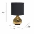 Simple Designs Hammered Gold Drip Mini Table Lamp Black