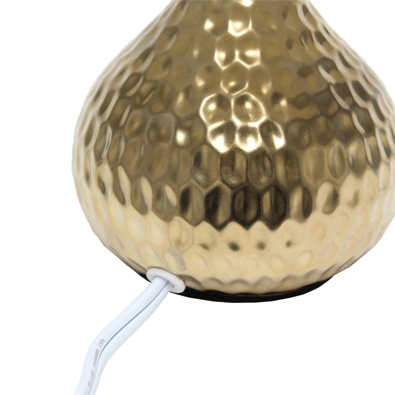 Simple Designs Hammered Gold Drip Mini Table Lamp Black