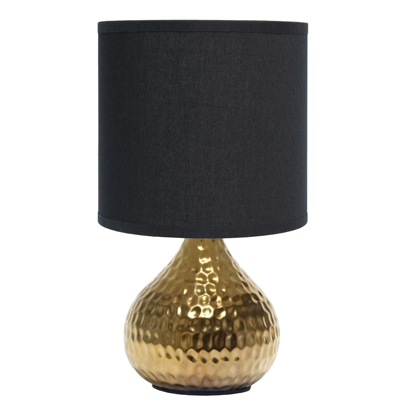 Simple Designs Hammered Gold Drip Mini Table Lamp Black