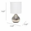Simple Designs Hammered Silver Drip Mini Table Lamp White