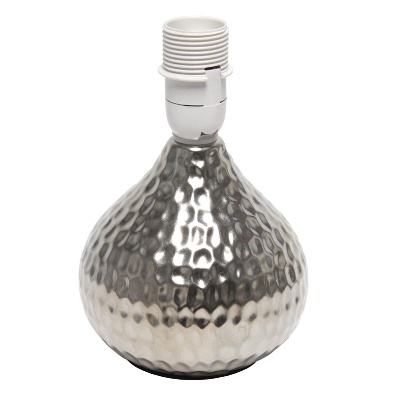 Simple Designs Hammered Silver Drip Mini Table Lamp White